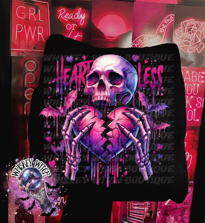 Heartless Skull Graphic Tee, Pink Goth Valentine Shirt