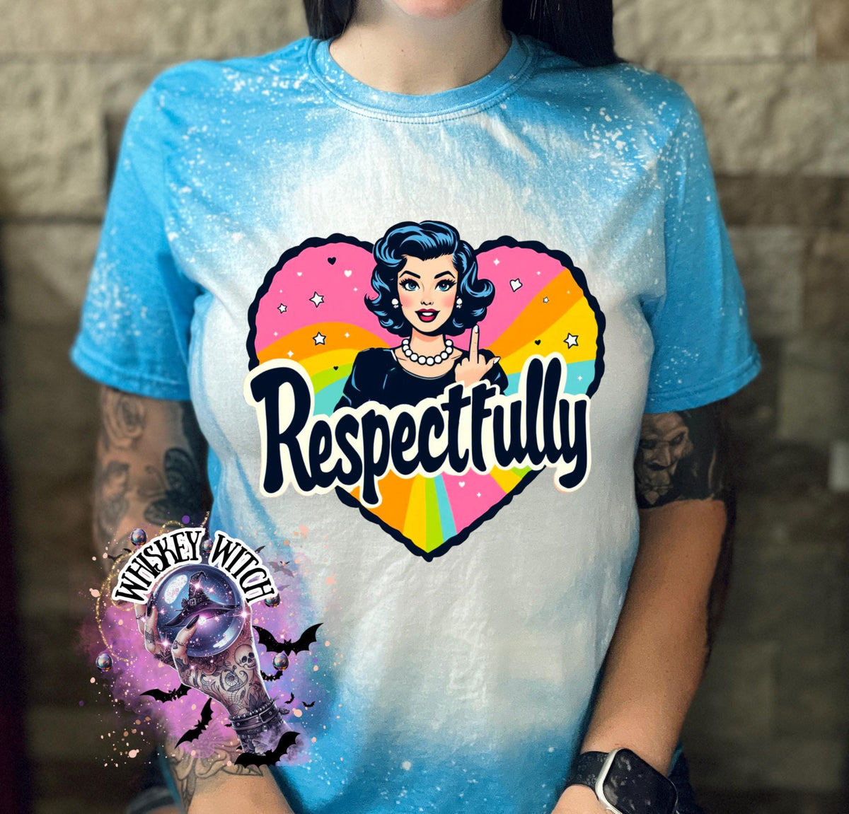 Respectfully Shirt | Retro Feminist Graphic Tee | Sarcastic Rainbow Statement T-Shirt