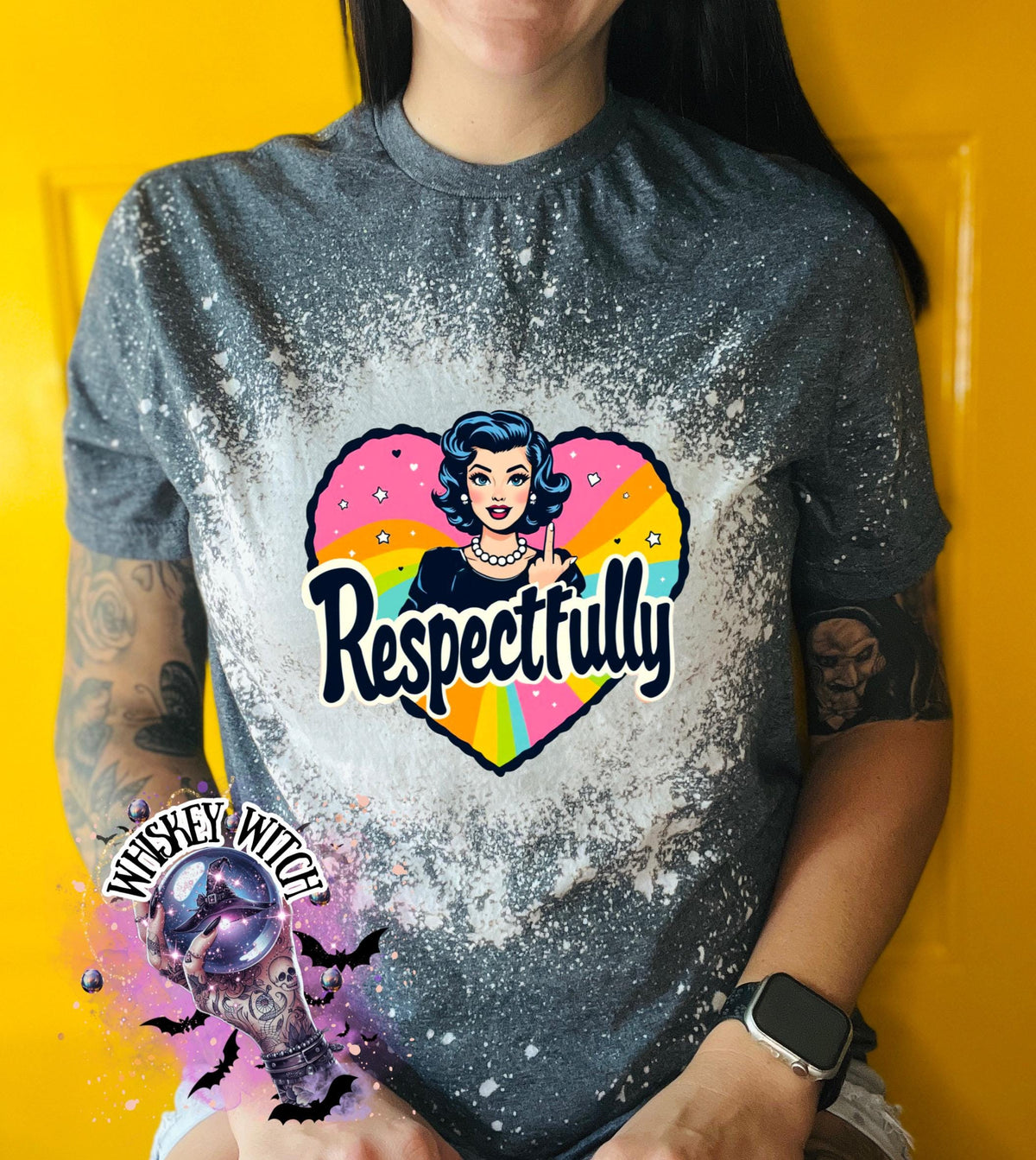 Respectfully Shirt | Retro Feminist Graphic Tee | Sarcastic Rainbow Statement T-Shirt