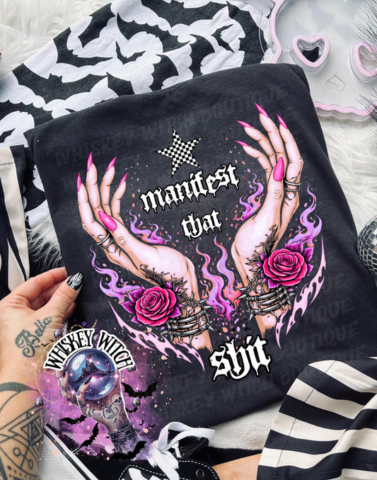 Manifest That Shit Shirt, Witchy Graphic Tee or Sweatshirt, Funny Manifestation Quote, Witchcore Goth Apparel, Gift for Her