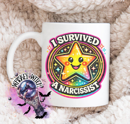 I Survived a Narcissist Mug, Rainbow Star Empowerment Gift
