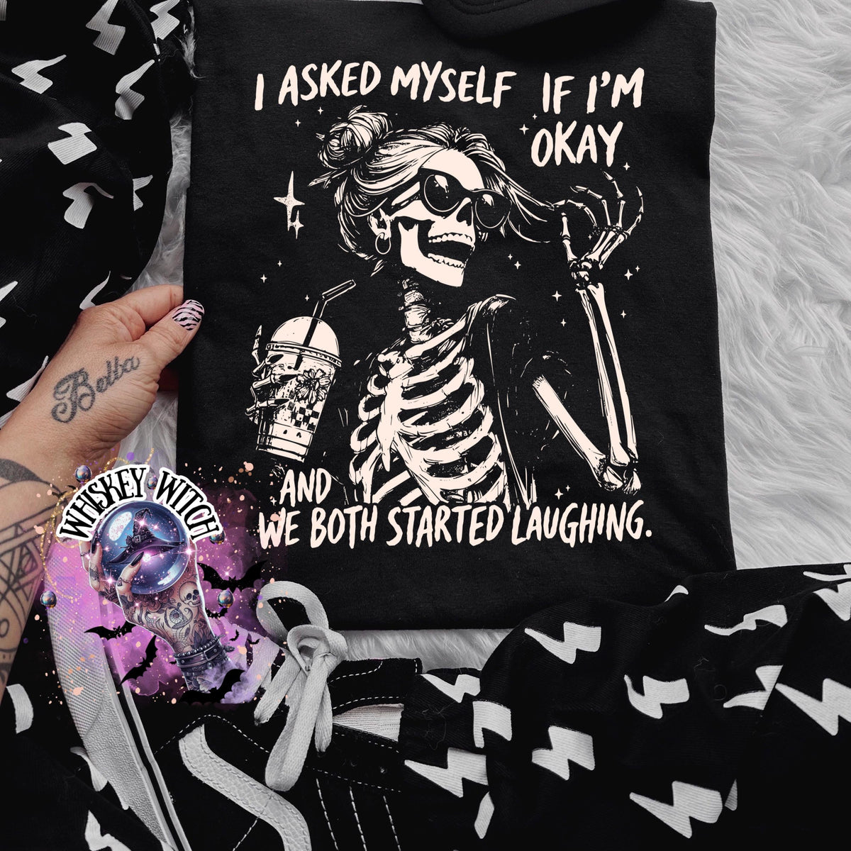 Funny Skeleton Graphic Tee, Dark Humor Witchy T-Shirt