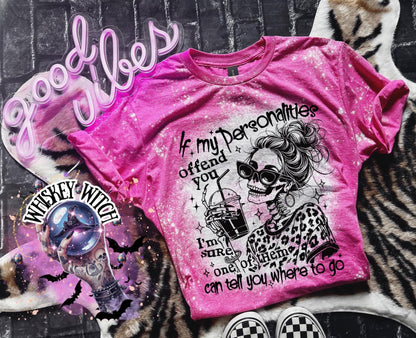 Bleached Skeleton Girl Coffee Shirt, Sarcastic Graphic Tee
