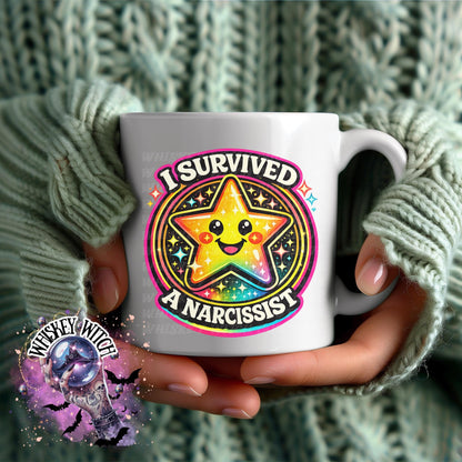I Survived a Narcissist Mug, Rainbow Star Empowerment Gift