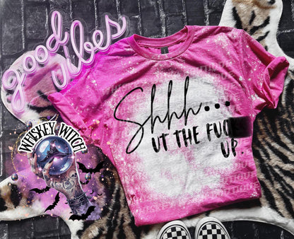Shut the F*ck Up Shirt, Funny Bleached Pink Tee, Sassy Introvert Graphic T Shirt