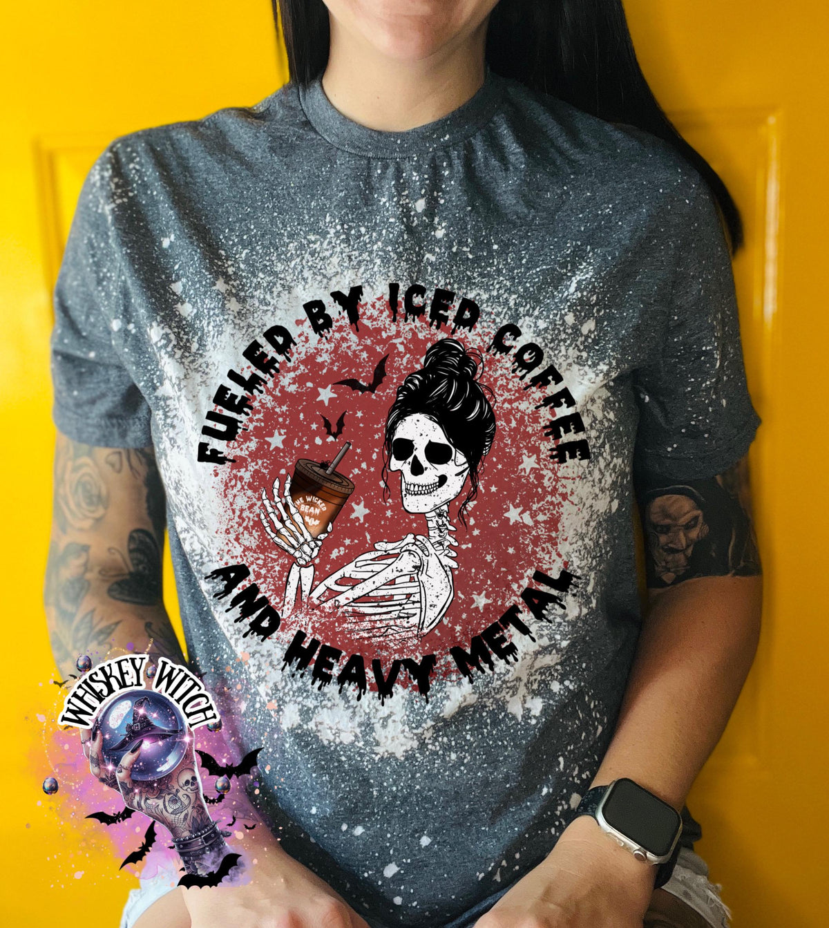 Fueled by Iced Coffee and Heavy Metal coffee bleached r shirt | vintage | custom | gift | retro | unisex