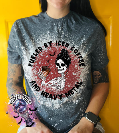 Fueled by Iced Coffee and Heavy Metal coffee bleached r shirt | vintage | custom | gift | retro | unisex