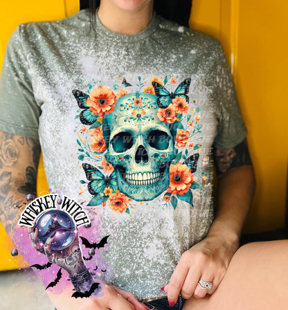 Turquoise Skull Gothic T Shirt