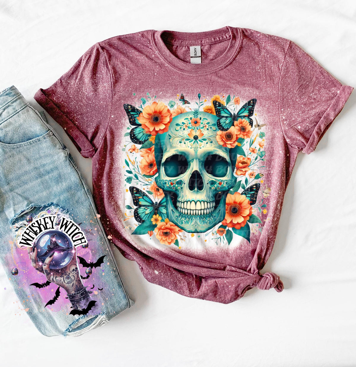 Turquoise Skull Gothic T Shirt