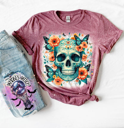 Turquoise Skull Gothic T Shirt
