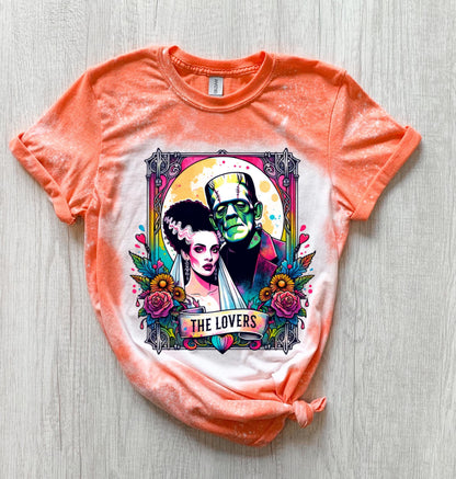 The Lovers Tarot Horror Neon bleached t shirt | vintage | retro | distressed | custom | horror | goth | witchy | trendy | gift | unique