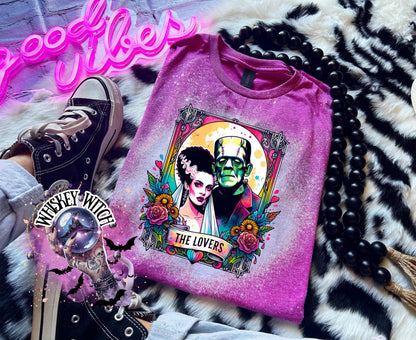The Lovers Tarot Horror Neon bleached t shirt | vintage | retro | distressed | custom | horror | goth | witchy | trendy | gift | unique