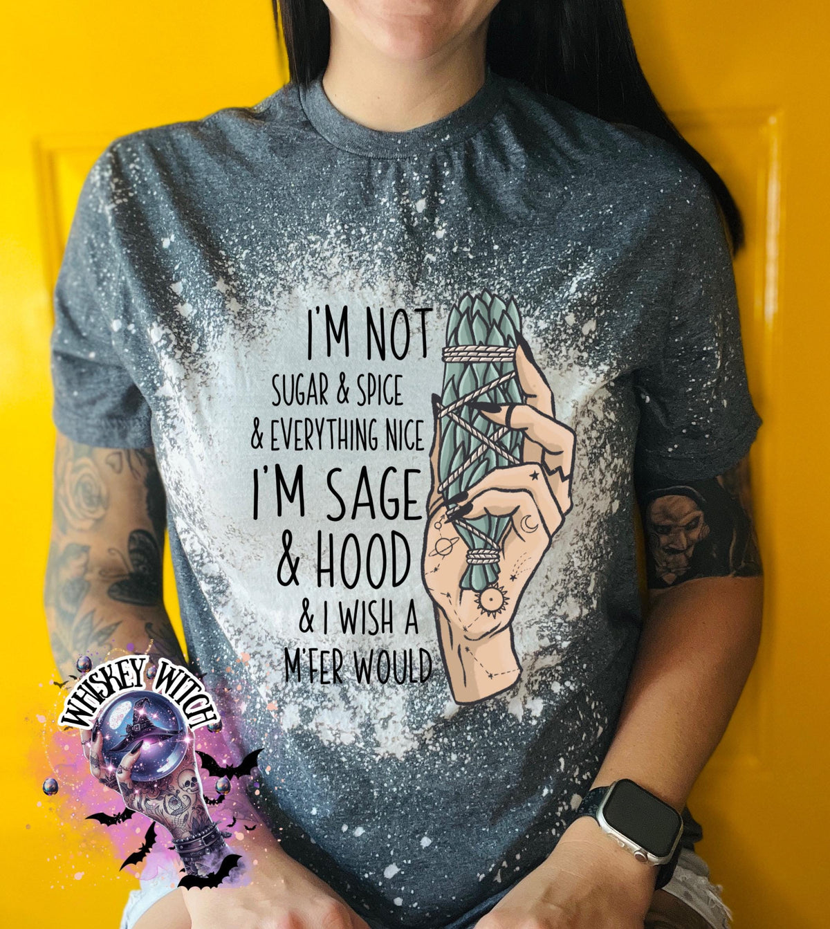 Bleached shirt Sage and Hood witchy shirt | sassy | unisex | bleached | vintage | retro | distressed | custom | funny | gift best seller