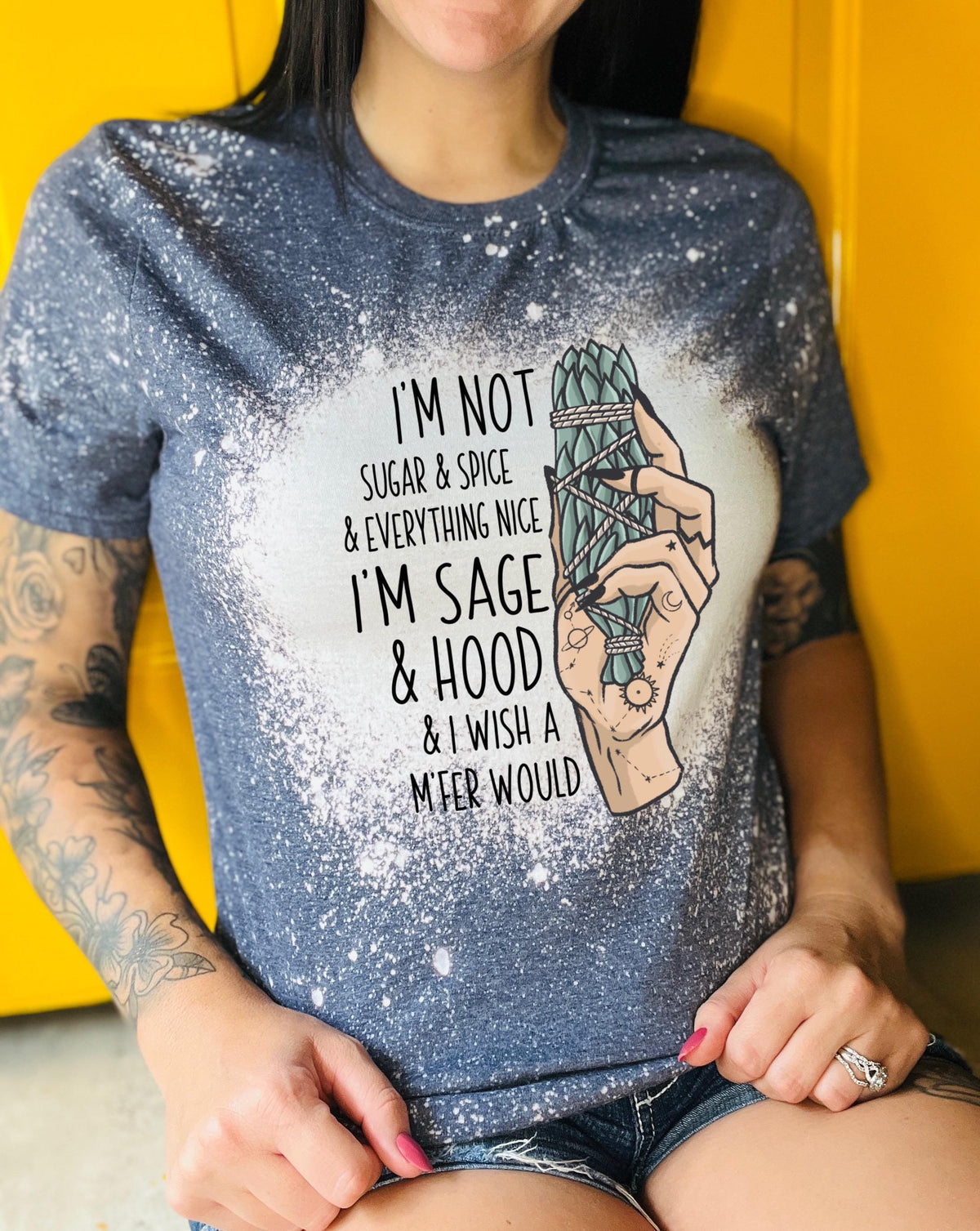 Bleached shirt Sage and Hood witchy shirt | sassy | unisex | bleached | vintage | retro | distressed | custom | funny | gift best seller