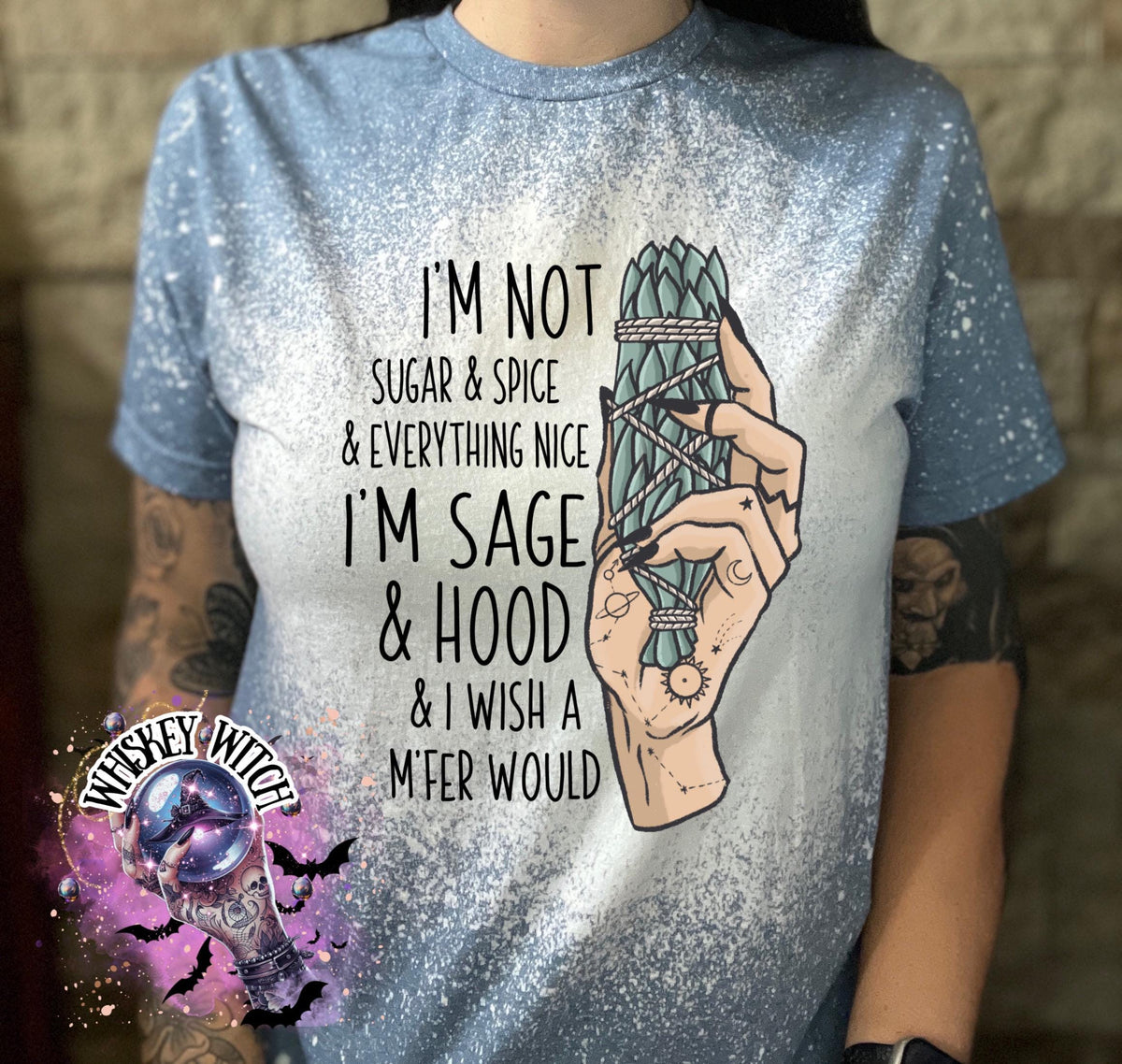 Bleached shirt Sage and Hood witchy shirt | sassy | unisex | bleached | vintage | retro | distressed | custom | funny | gift best seller