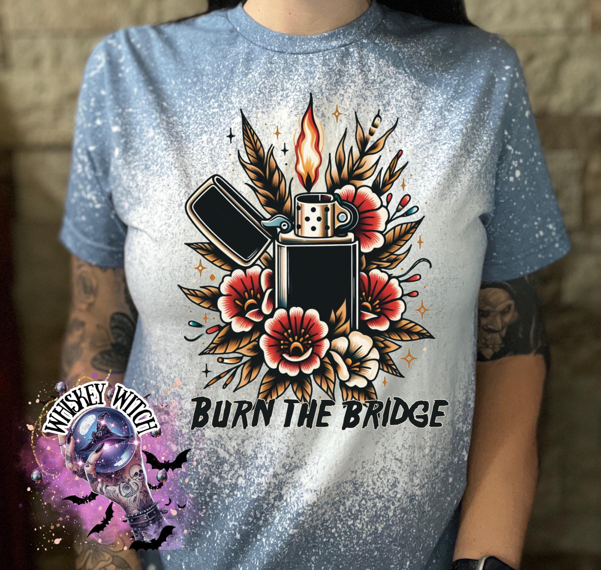Burn the bridge Bleached Tee | retro | best seller | bleached tshirt | custom | gift | vintage | best seller | motivational | soft tee