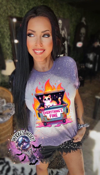 Everything’s Fine cat | vintage | retro | distressed | custom | funny shirt | Halloween | gift | snarky | goth | custom | mom | summer