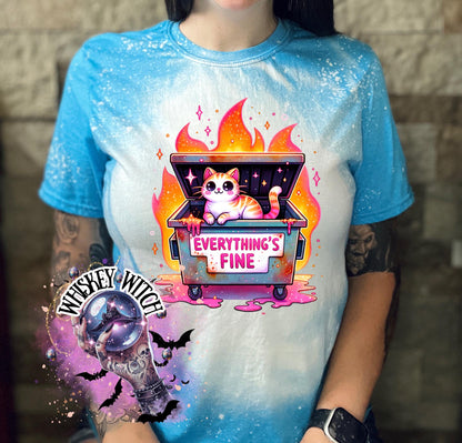 Everything’s Fine cat | vintage | retro | distressed | custom | funny shirt | Halloween | gift | snarky | goth | custom | mom | summer