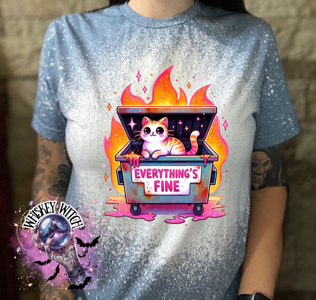 Everything’s Fine cat | vintage | retro | distressed | custom | funny shirt | Halloween | gift | snarky | goth | custom | mom | summer