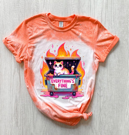 Everything’s Fine cat | vintage | retro | distressed | custom | funny shirt | Halloween | gift | snarky | goth | custom | mom | summer