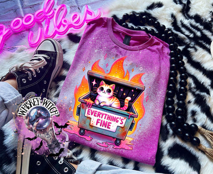 Everything’s Fine cat | vintage | retro | distressed | custom | funny shirt | Halloween | gift | snarky | goth | custom | mom | summer