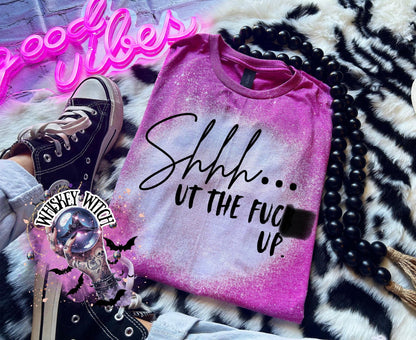 Shut the F*ck Up Shirt, Funny Bleached Pink Tee, Sassy Introvert Graphic T Shirt