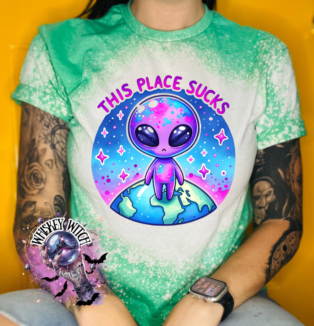This Place Sucks Alien | vintage | retro | distressed | custom | funny shirt | Halloween | gift | sarcastic | snarky | goth | custom | mom