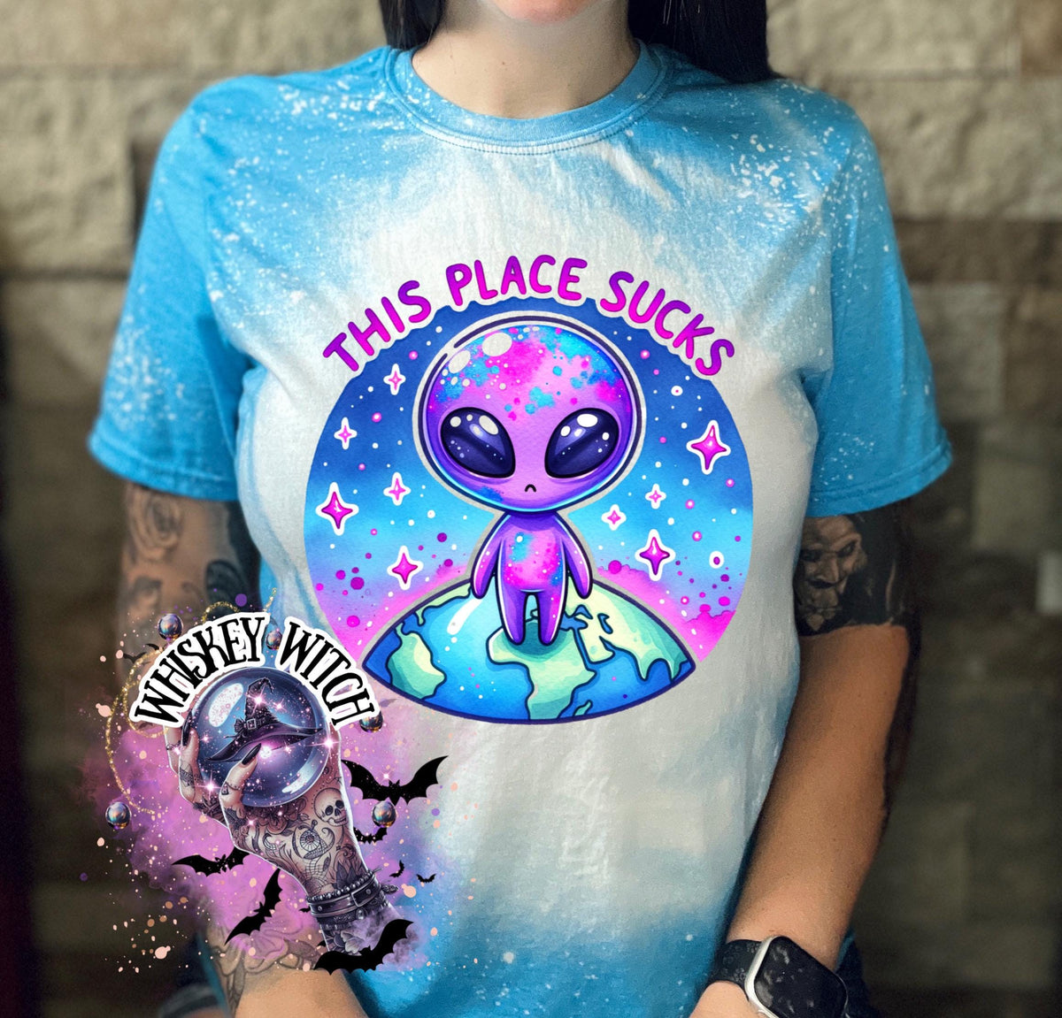 This Place Sucks Alien | vintage | retro | distressed | custom | funny shirt | Halloween | gift | sarcastic | snarky | goth | custom | mom