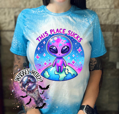This Place Sucks Alien | vintage | retro | distressed | custom | funny shirt | Halloween | gift | sarcastic | snarky | goth | custom | mom