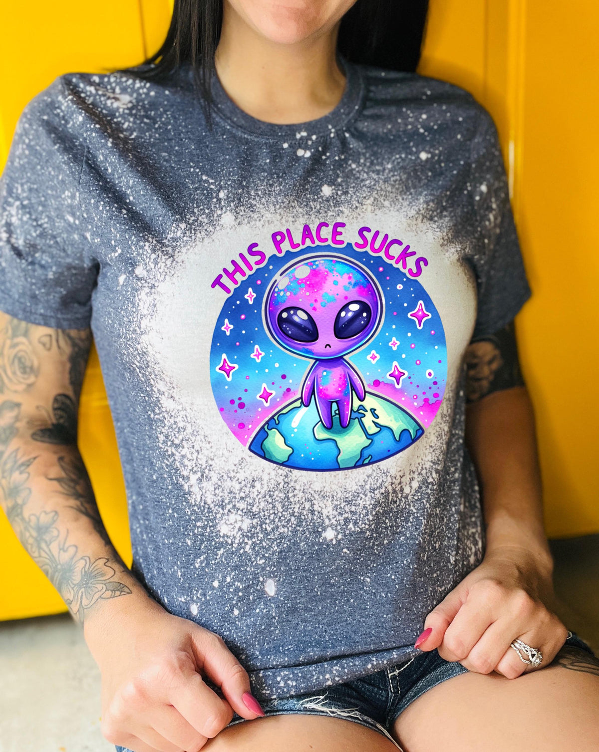 This Place Sucks Alien | vintage | retro | distressed | custom | funny shirt | Halloween | gift | sarcastic | snarky | goth | custom | mom