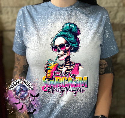 Spooky Fueled by Sarcasm Snarky bleached tee | vintage | retro | | gift | Tshirts funny | cool T shirts | sarcastic | soft tee