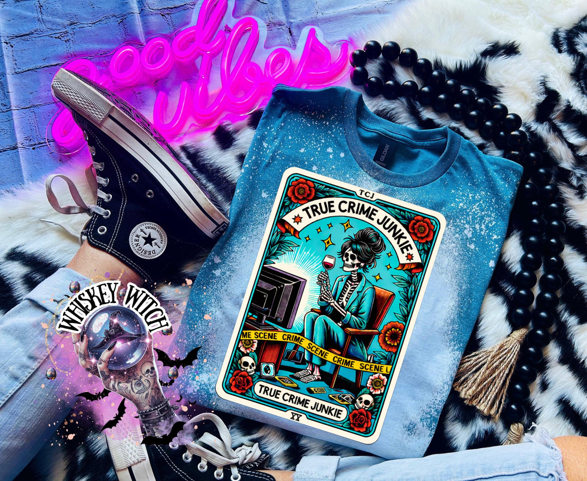 True Crime Junkie funny witchy shirt | sarcastic | trending | unique | vintage | retro | distressed | custom | funny | gift best seller