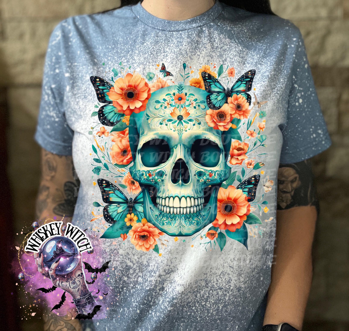 Turquoise Skull Gothic T Shirt