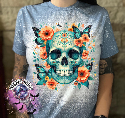 Turquoise Skull Gothic T Shirt