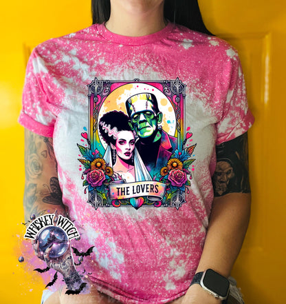 The Lovers Tarot Horror Neon bleached t shirt | vintage | retro | distressed | custom | horror | goth | witchy | trendy | gift | unique