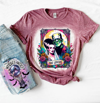 The Lovers Tarot Horror Neon bleached t shirt | vintage | retro | distressed | custom | horror | goth | witchy | trendy | gift | unique