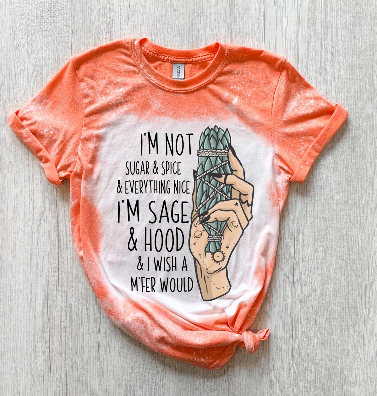 Bleached shirt Sage and Hood witchy shirt | sassy | unisex | bleached | vintage | retro | distressed | custom | funny | gift best seller