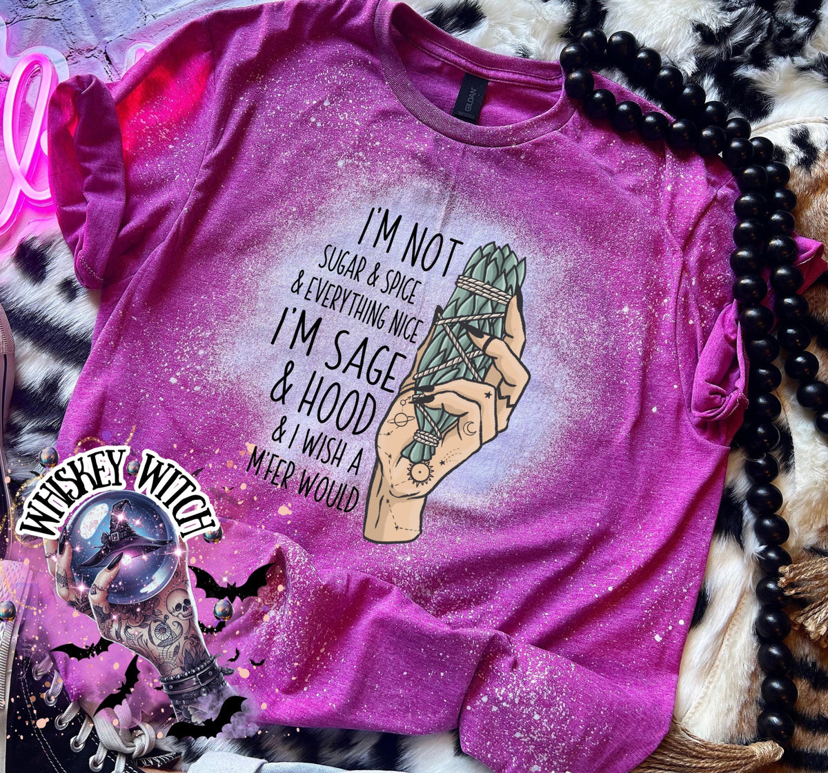 Bleached shirt Sage and Hood witchy shirt | sassy | unisex | bleached | vintage | retro | distressed | custom | funny | gift best seller