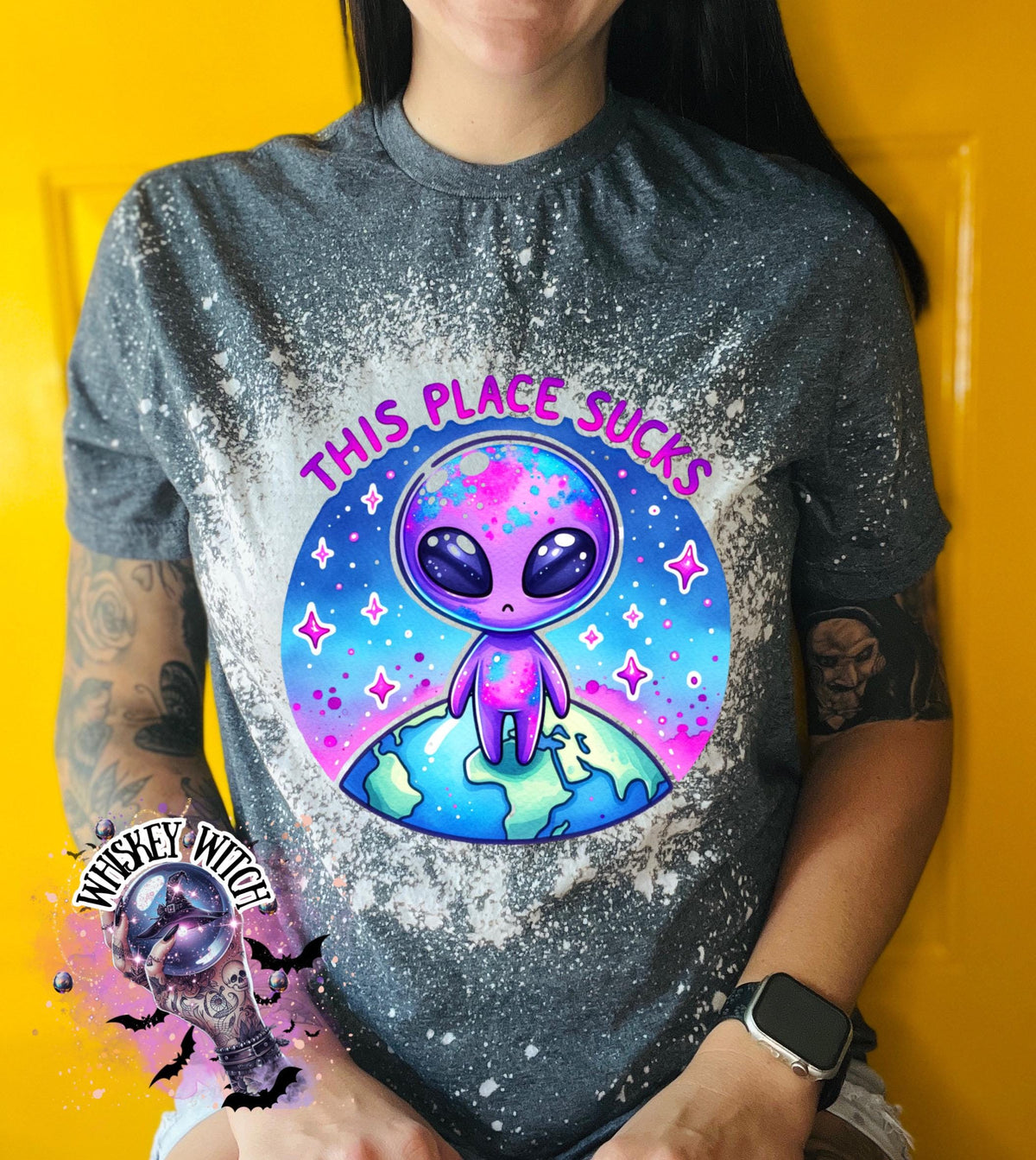 This Place Sucks Alien | vintage | retro | distressed | custom | funny shirt | Halloween | gift | sarcastic | snarky | goth | custom | mom