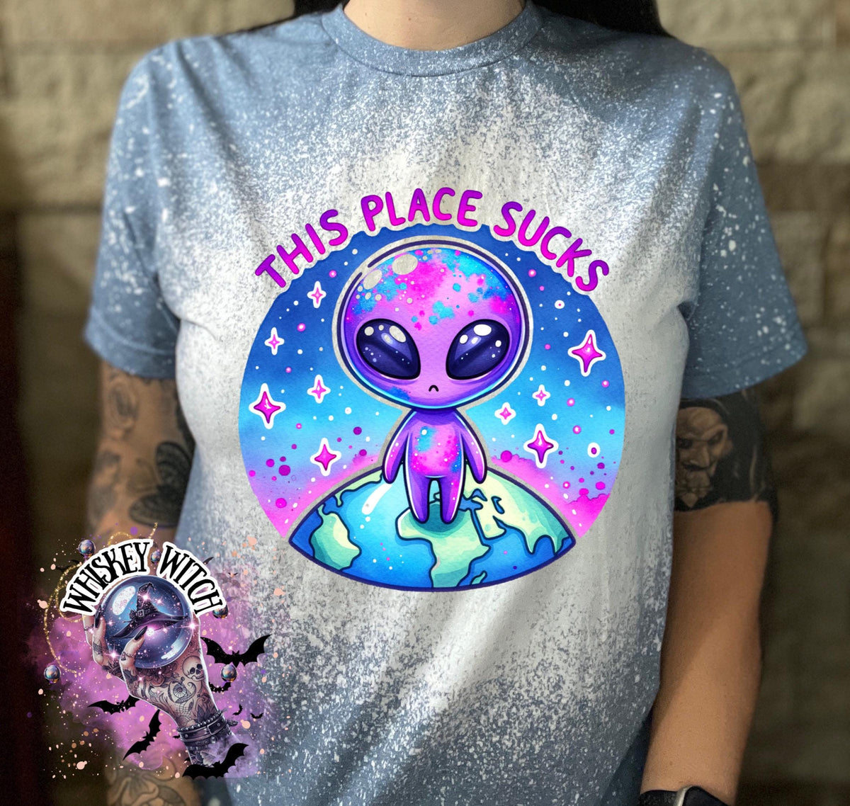 This Place Sucks Alien | vintage | retro | distressed | custom | funny shirt | Halloween | gift | sarcastic | snarky | goth | custom | mom