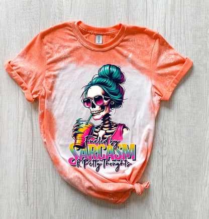 Spooky Fueled by Sarcasm Snarky bleached tee | vintage | retro | | gift | Tshirts funny | cool T shirts | sarcastic | soft tee