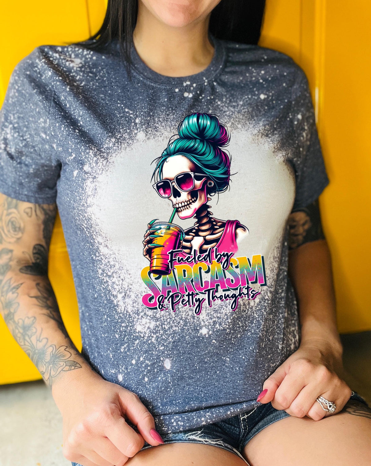 Spooky Fueled by Sarcasm Snarky bleached tee | vintage | retro | | gift | Tshirts funny | cool T shirts | sarcastic | soft tee