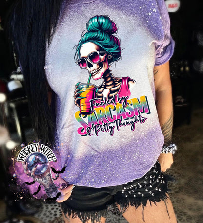 Spooky Fueled by Sarcasm Snarky bleached tee | vintage | retro | | gift | Tshirts funny | cool T shirts | sarcastic | soft tee