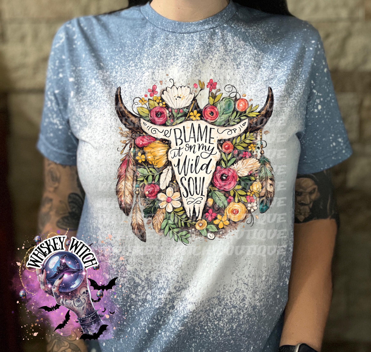 Floral Cow Skull Shirt, Boho Western Graphic Tee, Blame It On My Wild Soul