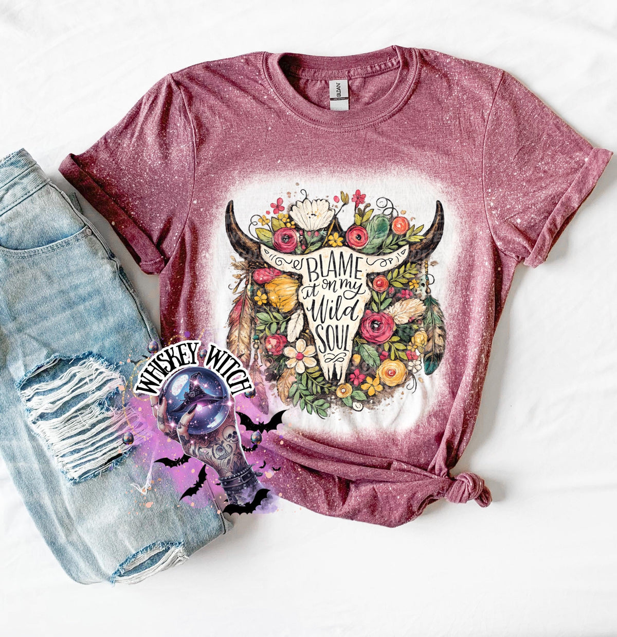 Floral Cow Skull Shirt, Boho Western Graphic Tee, Blame It On My Wild Soul