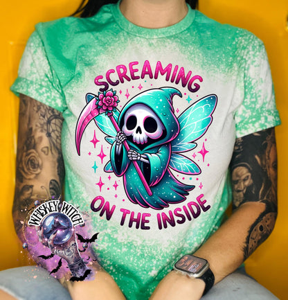 Bleached Shirt Spooky Screaming On The Inside | goth T shirt | gift | tshirt | gift for her | snarky | sarcastic | soft tee | creepy