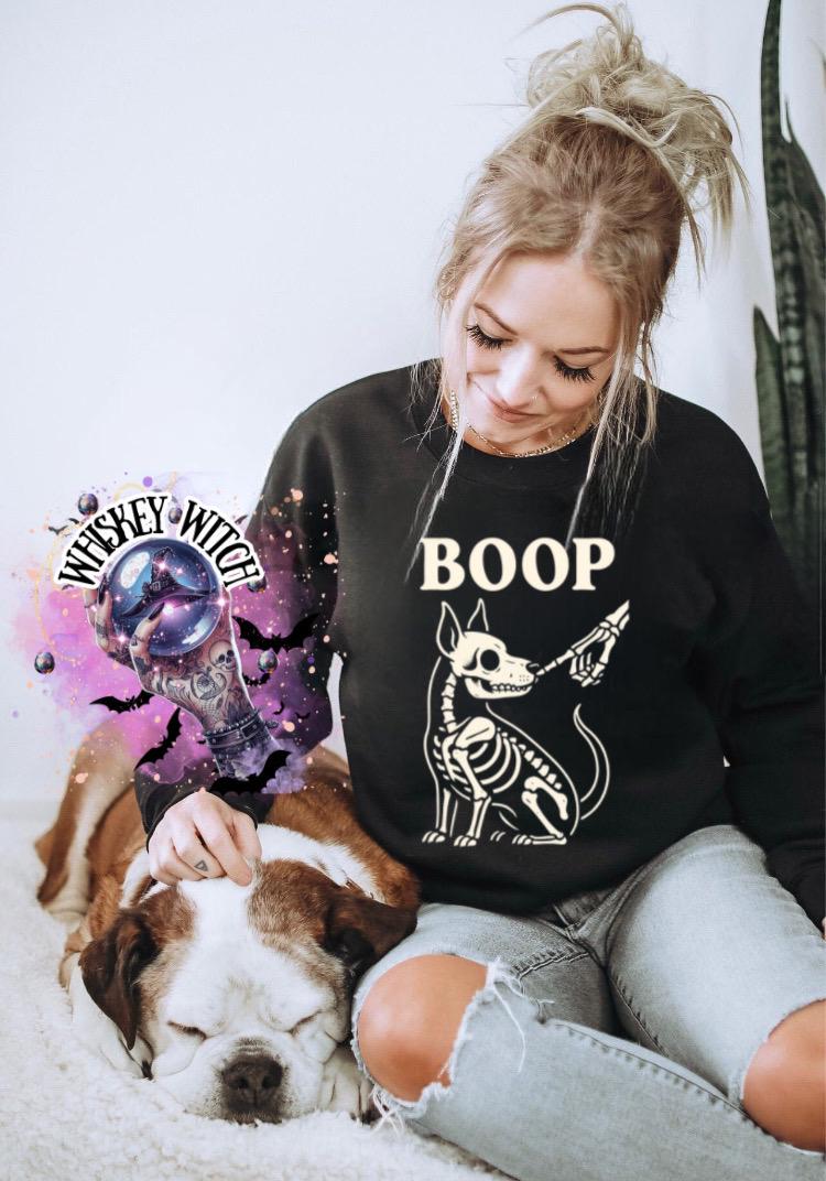 Skeleton Dog Shirt, Funny Boop Graphic Tee for Spooky Dog Lovers