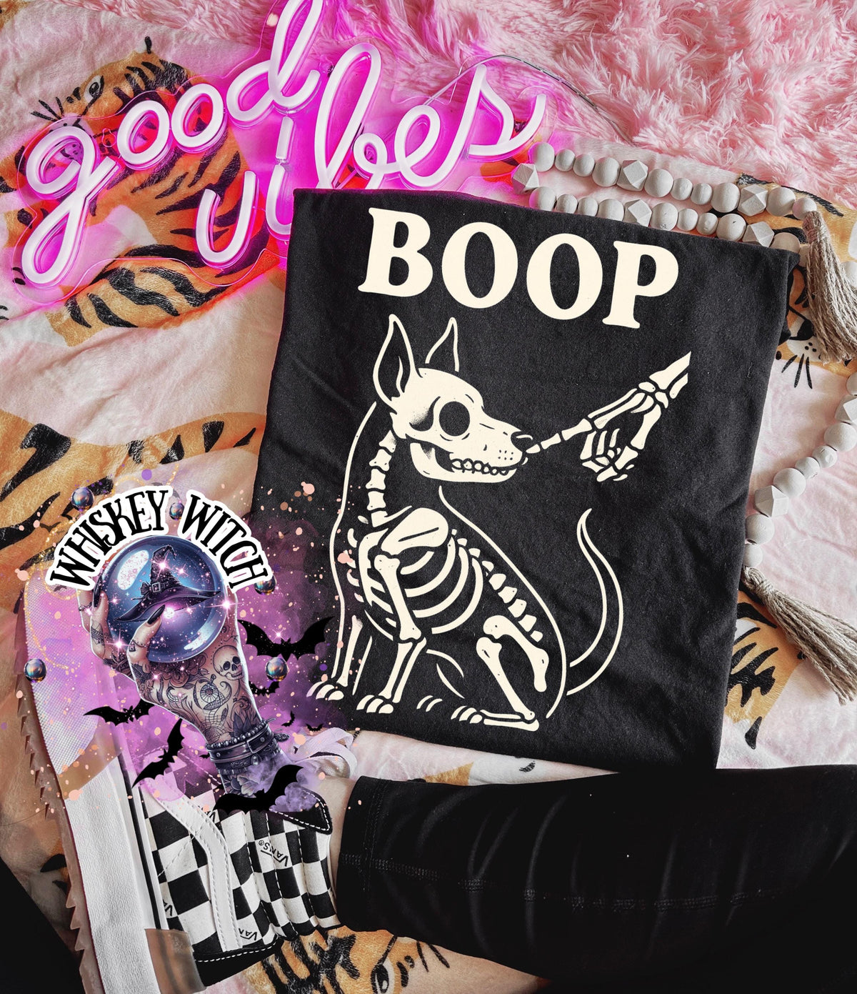 Skeleton Dog Shirt, Funny Boop Graphic Tee for Spooky Dog Lovers