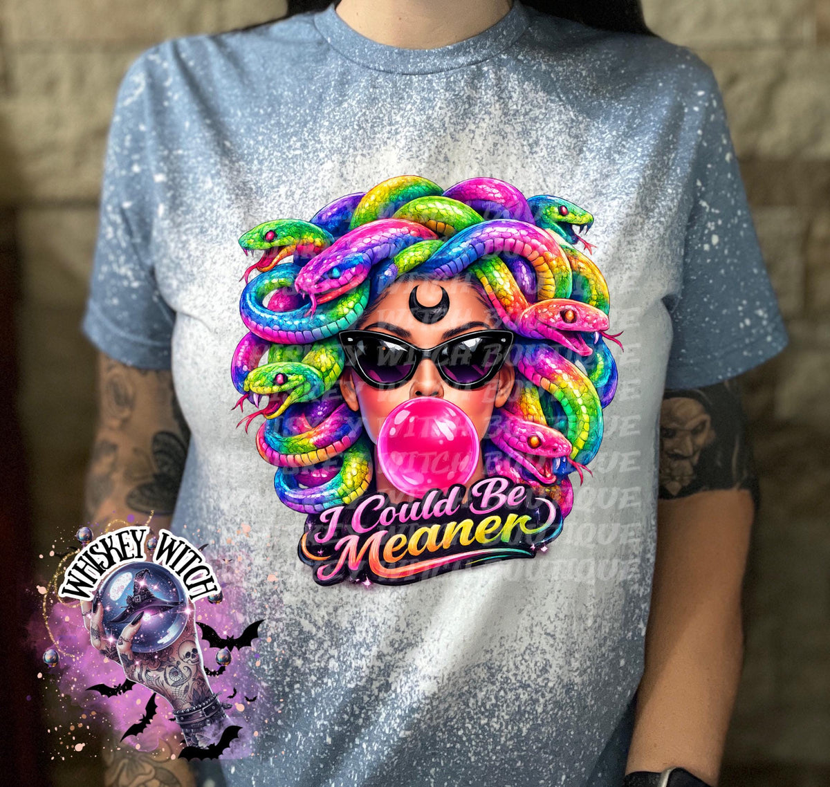 Neon Medusa Graphic Tee, Tattoo Style Snake Goddess Shirt, Alt Fashion Apparel