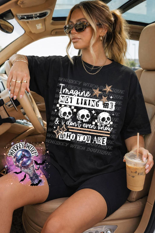 Black sarcastic quote t-shirt for women with skull graphic design